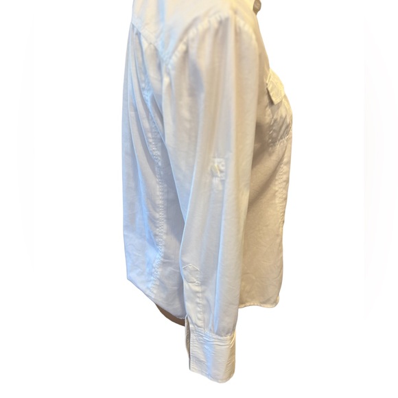Theory Women’s Shirt Size Small Button Up White 3/4 Roll Up Sleeves Cotton - Picture 4 of 12